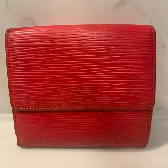 Louis Vuitton Handbags - Vintage Louis Vuitton Red Epi Trifold Leather Wallet Coin Authentic SP0021